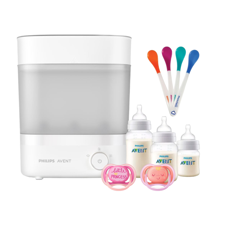 Pack Avent Esterilizador Eléctrico - 3 Mamaderas - 4 Cucharas - 2 Chupetes Pink