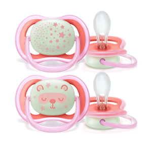 2 Chupetes Nocturnos 6-18 meses Pink