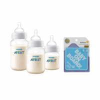 Set mamadera anticolic 125 260 330ml + Letrero bebe a bordo