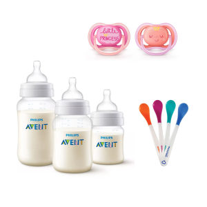 Set Avent 9pzs mamaderas-cucharas-chupetes Pink