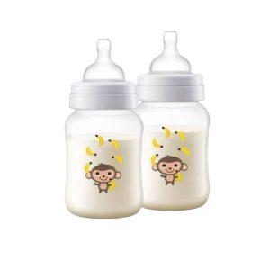 Pack Mamaderas Anti Colic Monito 260ml con Tetina 6m