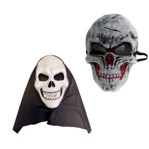 Pack 2 Mascaras  Calavera blanca y gris Halloween libre de BPA