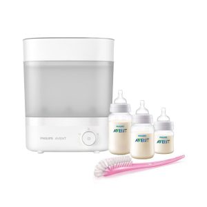 Esterilizador Philips Premium + 3 mamaderas + cepillo higienizador Rosa