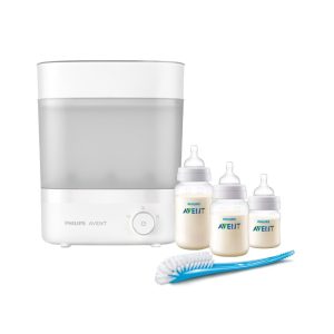 Esterilizador Philips Premium + 3 mamaderas + cepillo higienizador Azul