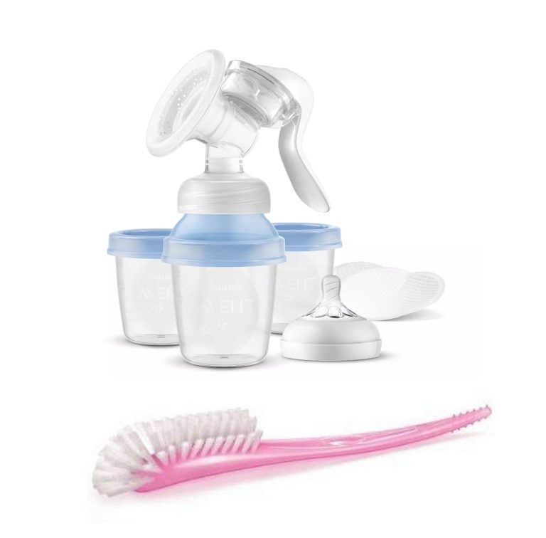 Set Avent Calentador de mamadera + Extractor lactario manual + Cepillo Azul - Imagen 3