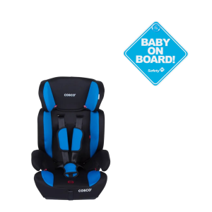 SILLA AUTO BUTACA HANGAR BLUE COSCO MÁS LETRERO BEBE A BORDO