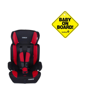SILLA AUTO BUTACA HANGAR RED COSCO MAS LETRERO BEBE A BORDO