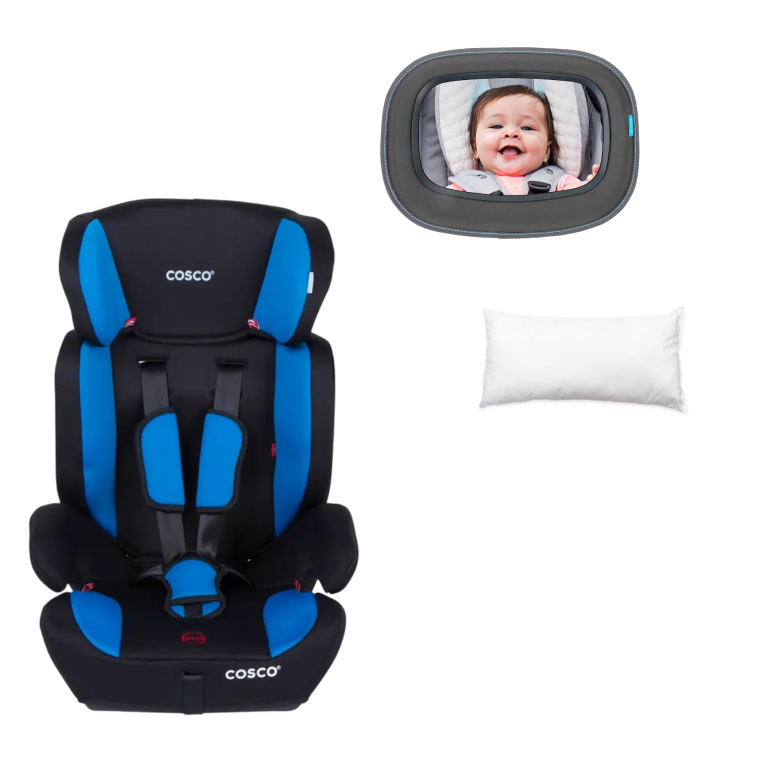 SILLA AUTO BUTACA HANGAR BLUE COSCO MAS ESPEJO Y ALMOHADILLA