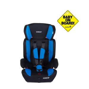 SILLA AUTO BUTACA HANGAR BLUE COSCO MAS LETRERO BEBE A BORDO
