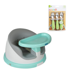 SILLA DE COMER PORTÁTIL & GIRATORIA I-TWIST MÁS SET DE 3 CUCHARAS COLORES SURTIDOS
