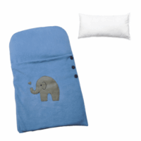 Set Saco de dormir Azul más almohada hipoalergénica microporosa