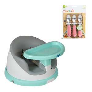 SILLA DE COMER PORTÁTIL & GIRATORIA I-TWIST MÁS SET DE 3 CUCHARAS COLORES SURTIDOS