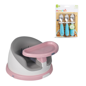 SILLA DE COMER PORTÁTIL & GIRATORIA I-TWIST MÁS SET DE 3 CUCHARAS COLORES SURTIDOS