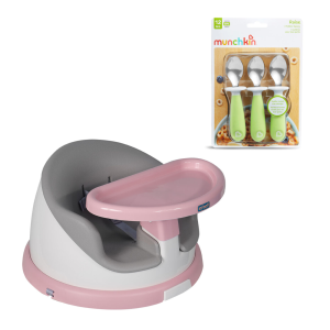 SILLA DE COMER PORTÁTIL & GIRATORIA I-TWIST MÁS SET DE 3 CUCHARAS COLORES SURTIDOS
