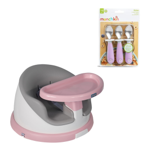 SILLA DE COMER PORTÁTIL & GIRATORIA I-TWIST MÁS SET DE 3 CUCHARAS COLORES SURTIDOS