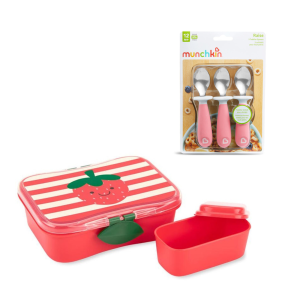 Pack Tupper de Alimento Fresas más Set de 3 Cucharas