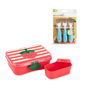 Pack Tupper de Alimento Zoo Fresas más Set 3 Tenedores