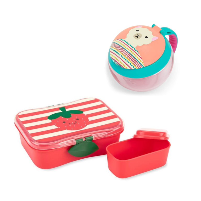 Pack Tupper de Alimento Zoo Fresas más Pocillo snack Llama