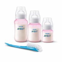 Set 3 Mamaderas Anticolic Pink + Cepillo Limpiador Blue