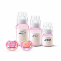 Set 3 Mamaderas Pink + Set de 2 chupetes 6-18 meses Pink decorado