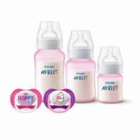 Set 3 Mamaderas Pink + Set de 2 chupetes 6-18 meses PingÜino