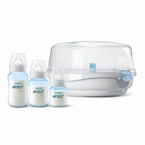 Set Esterilizador a vapor para microondas + 3 Mamaderas Blue