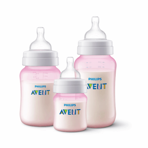Pack 6 mamaderas Anticolic 125ml,260ml,330ml Avent Rosa - Imagen 4