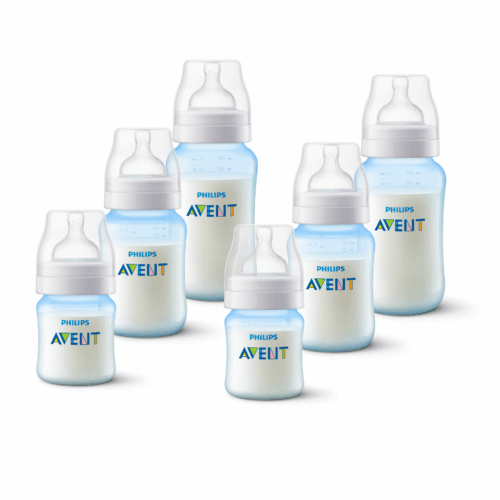 Pack 6 mamaderas Anticolic 125ml,260ml,330ml Avent Azul