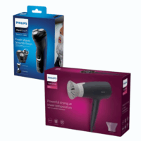 Pack Padres y Madres Afeitadora Eléctrica Más Secadora De Pelo Philips