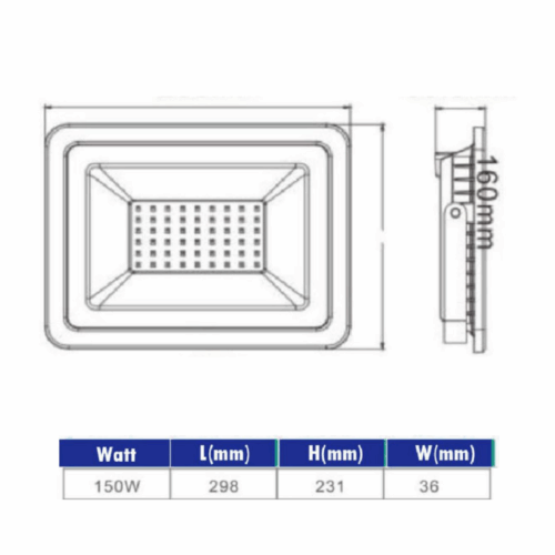 Proyector Led Slim STANFORD 3000K 150W (FL) - Imagen 2