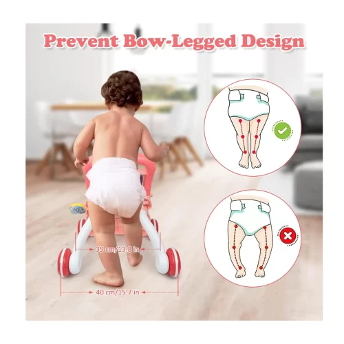 Andador caminador bebe juguete interactivo luz sonido rosado - Imagen 4