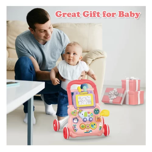 Andador caminador bebe juguete interactivo luz sonido rosado - Imagen 2