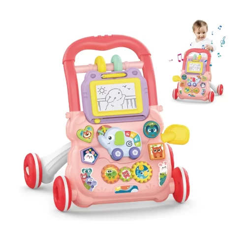 Andador caminador bebe juguete interactivo luz sonido rosado - Imagen 7